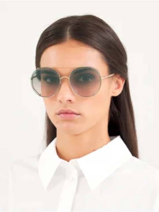 Chloe Accessories - CHLOE GOLD HAVANA GREEN MIRRORED GRADIENT ROUND AVIATOR SUNGLASSES CH0041S